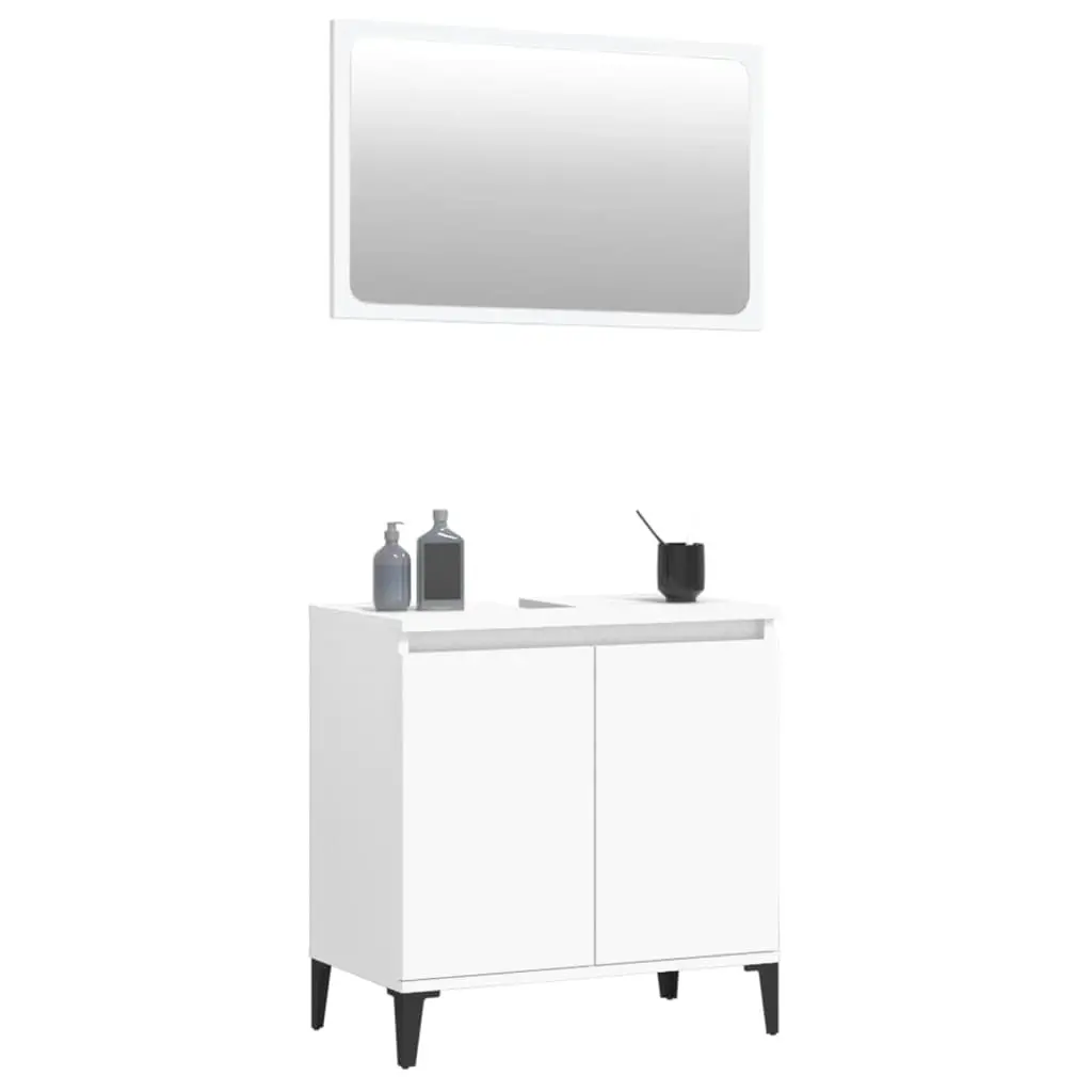 2 Piece Bathroom Furniture Set White Engineered Wood 3185694