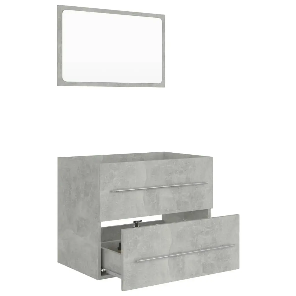 2 Piece Bathroom Furniture Set Concrete Grey Engineered Wood 804831