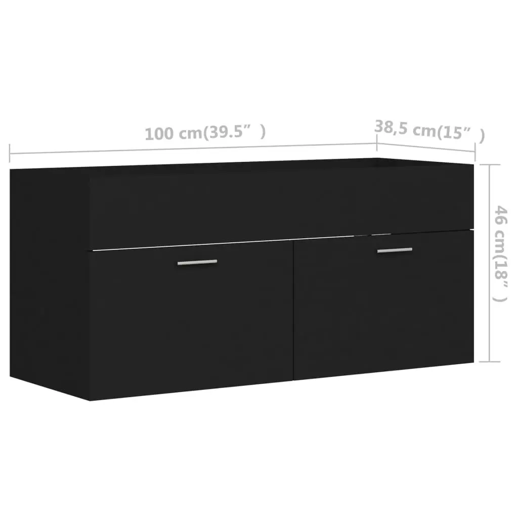 2 Piece Bathroom Furniture Set Black Engineered Wood 804810