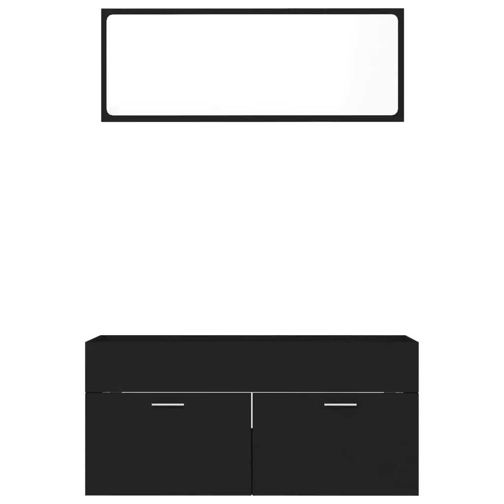 2 Piece Bathroom Furniture Set Black Engineered Wood 804810