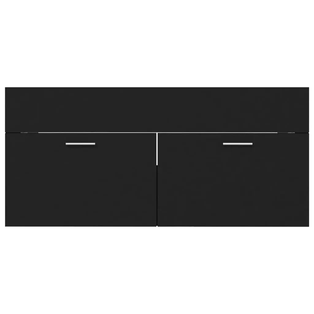 2 Piece Bathroom Furniture Set Black Engineered Wood 804810