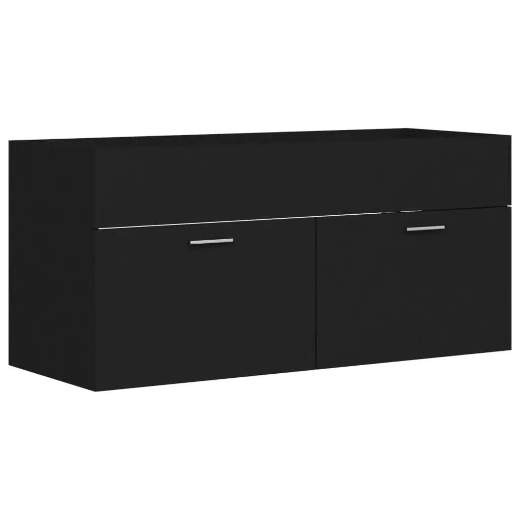 2 Piece Bathroom Furniture Set Black Engineered Wood 804810