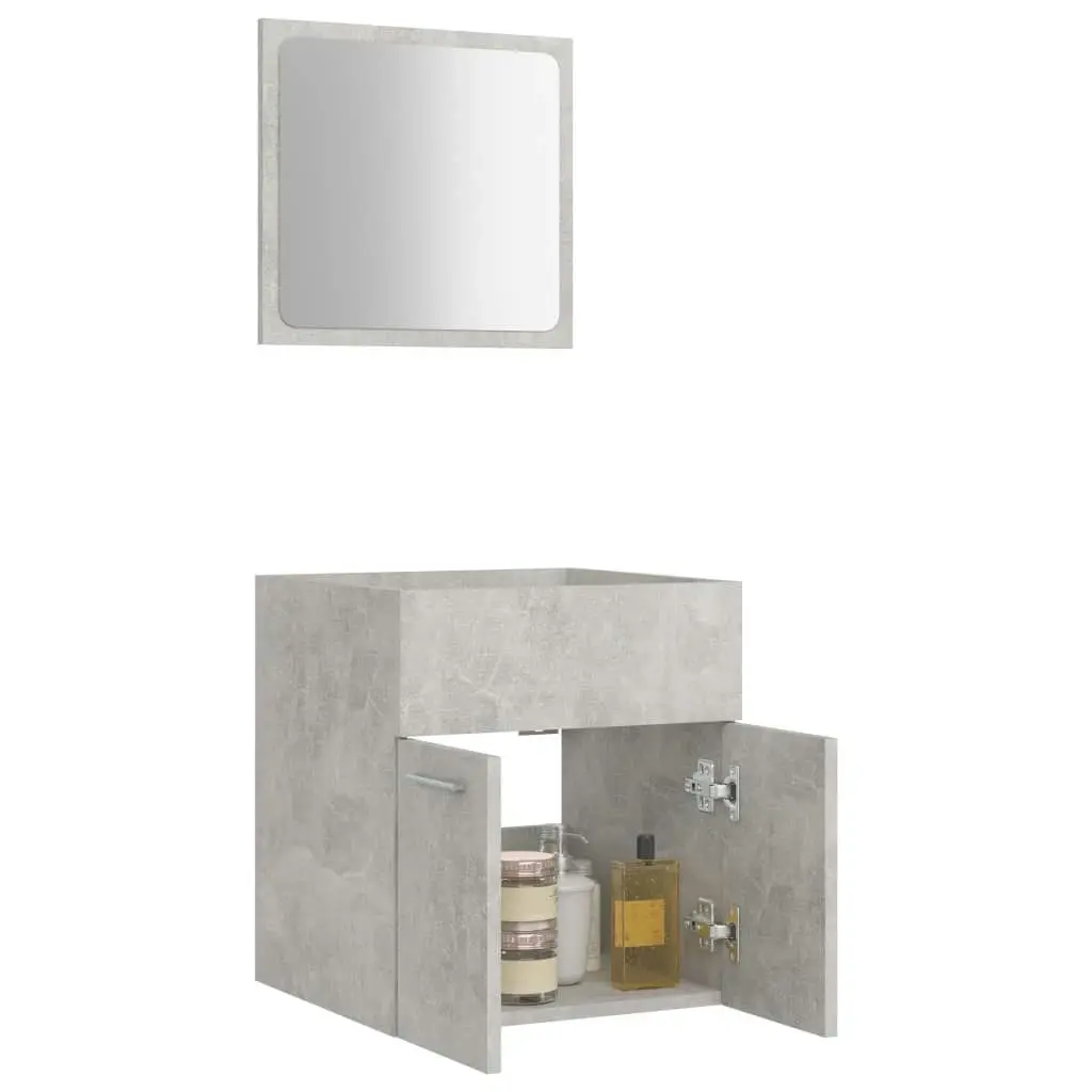 2 Piece Bathroom Furniture Set Concrete Grey Engineered Wood 804777