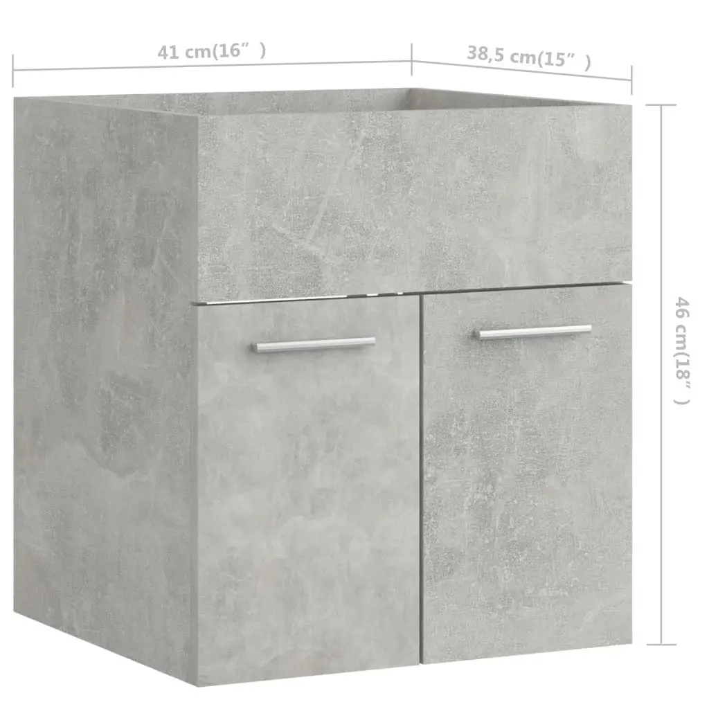 2 Piece Bathroom Furniture Set Concrete Grey Engineered Wood 804777