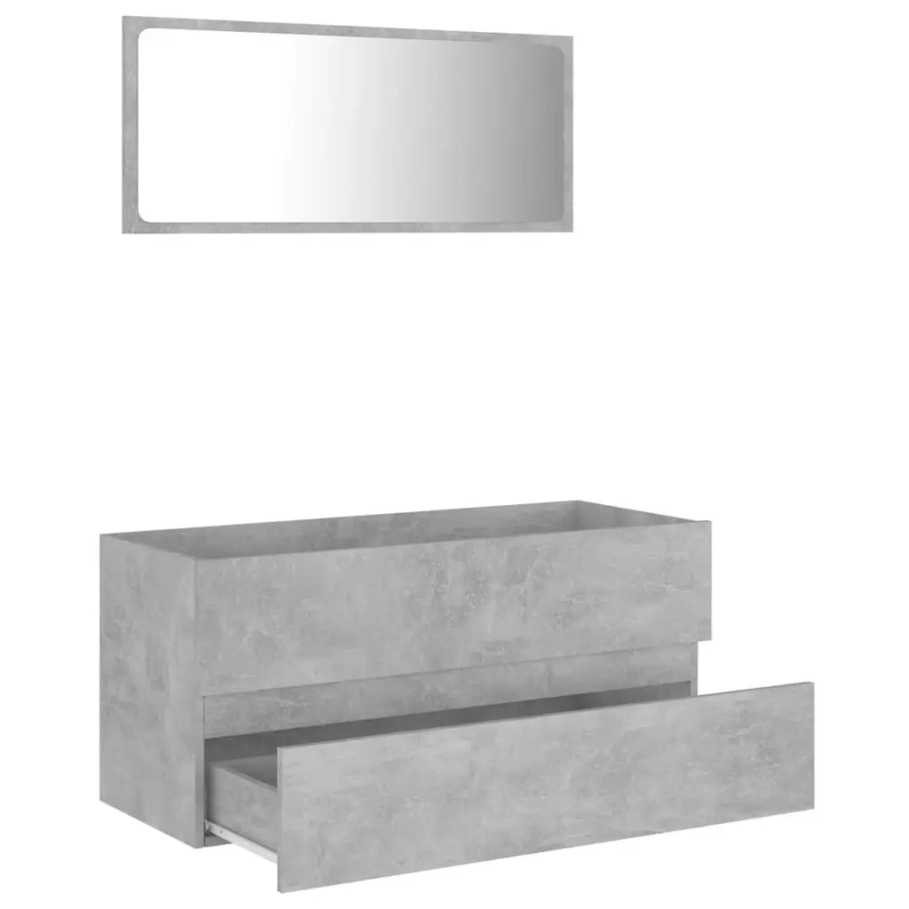 2 Piece Bathroom Furniture Set Concrete Grey Engineered Wood 804903