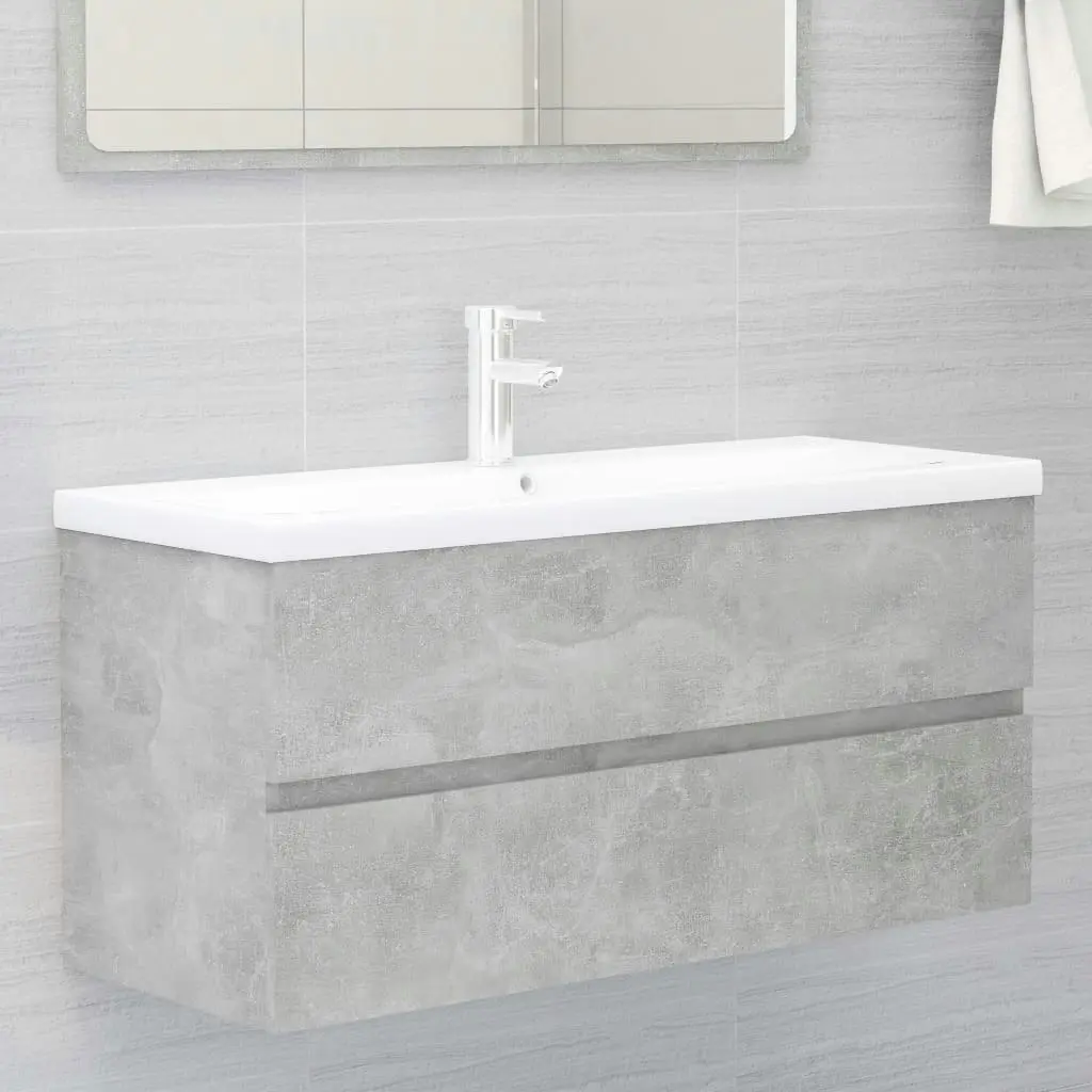 2 Piece Bathroom Furniture Set Concrete Grey Engineered Wood 804903