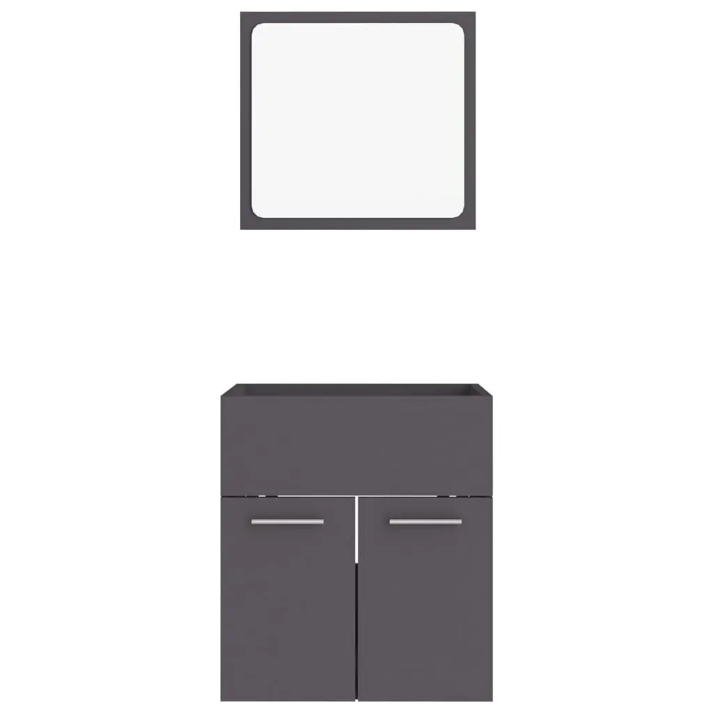 2 Piece Bathroom Furniture Set Grey Engineered Wood 804775