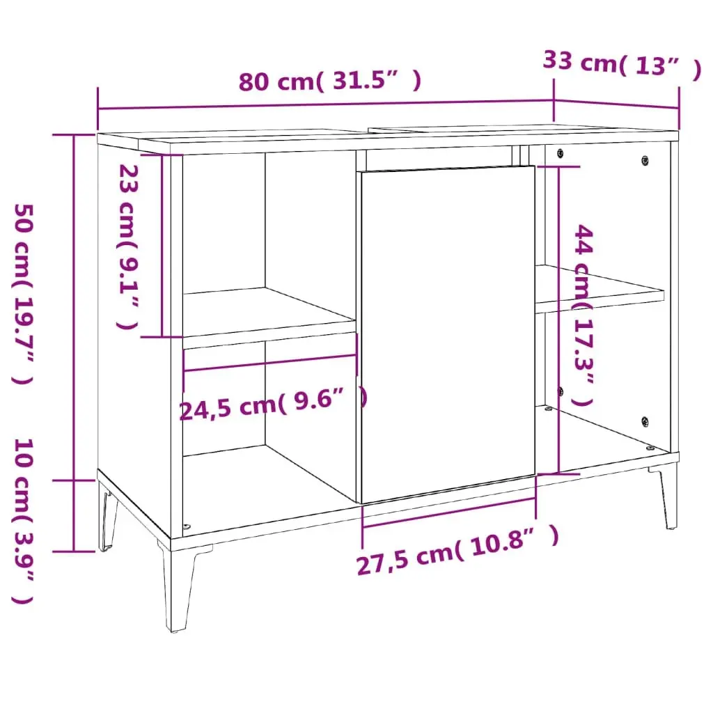 2 Piece Bathroom Furniture Set High Gloss White Engineered Wood 3185716