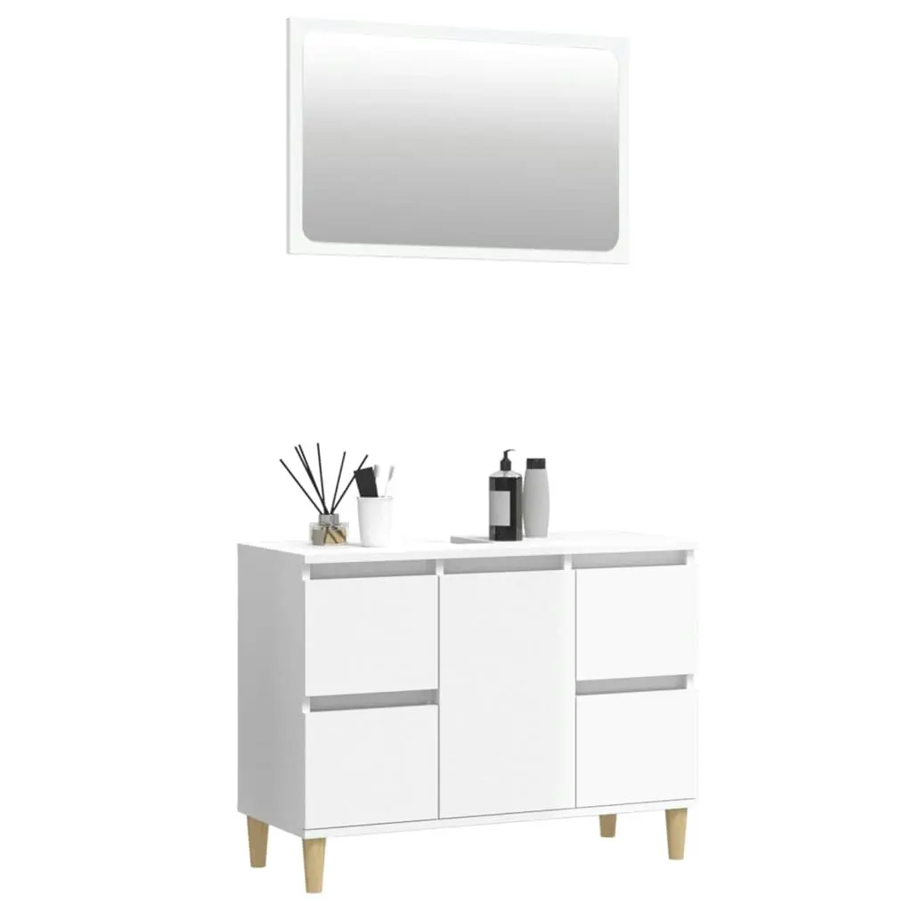 2 Piece Bathroom Furniture Set High Gloss White Engineered Wood 3185701