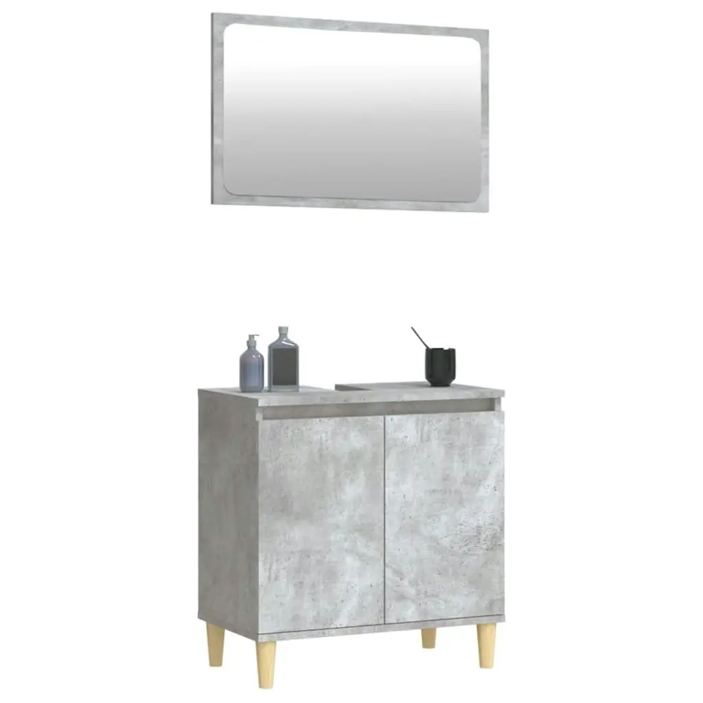 2 Piece Bathroom Furniture Set Concrete Grey Engineered Wood 3185693