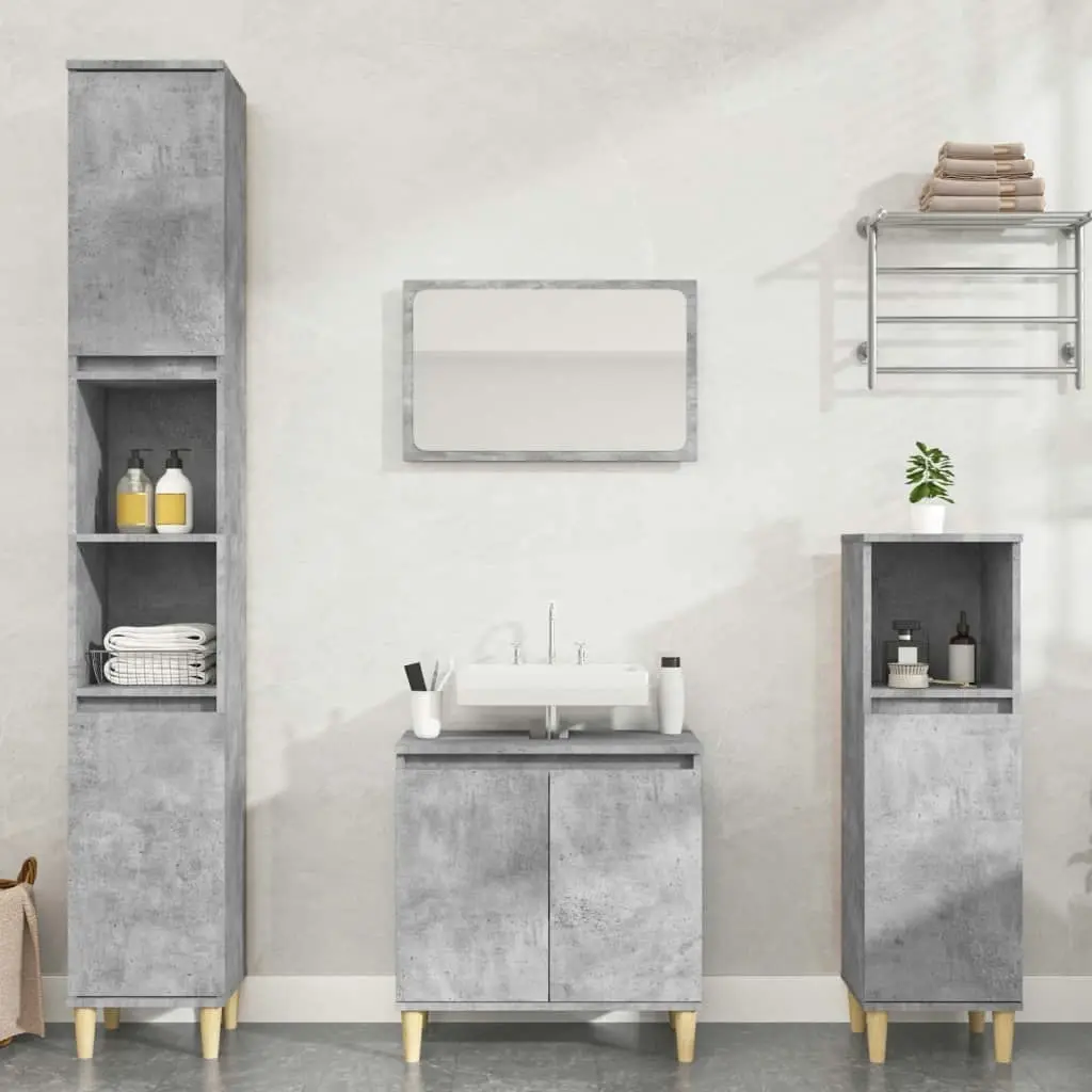 2 Piece Bathroom Furniture Set Concrete Grey Engineered Wood 3185693