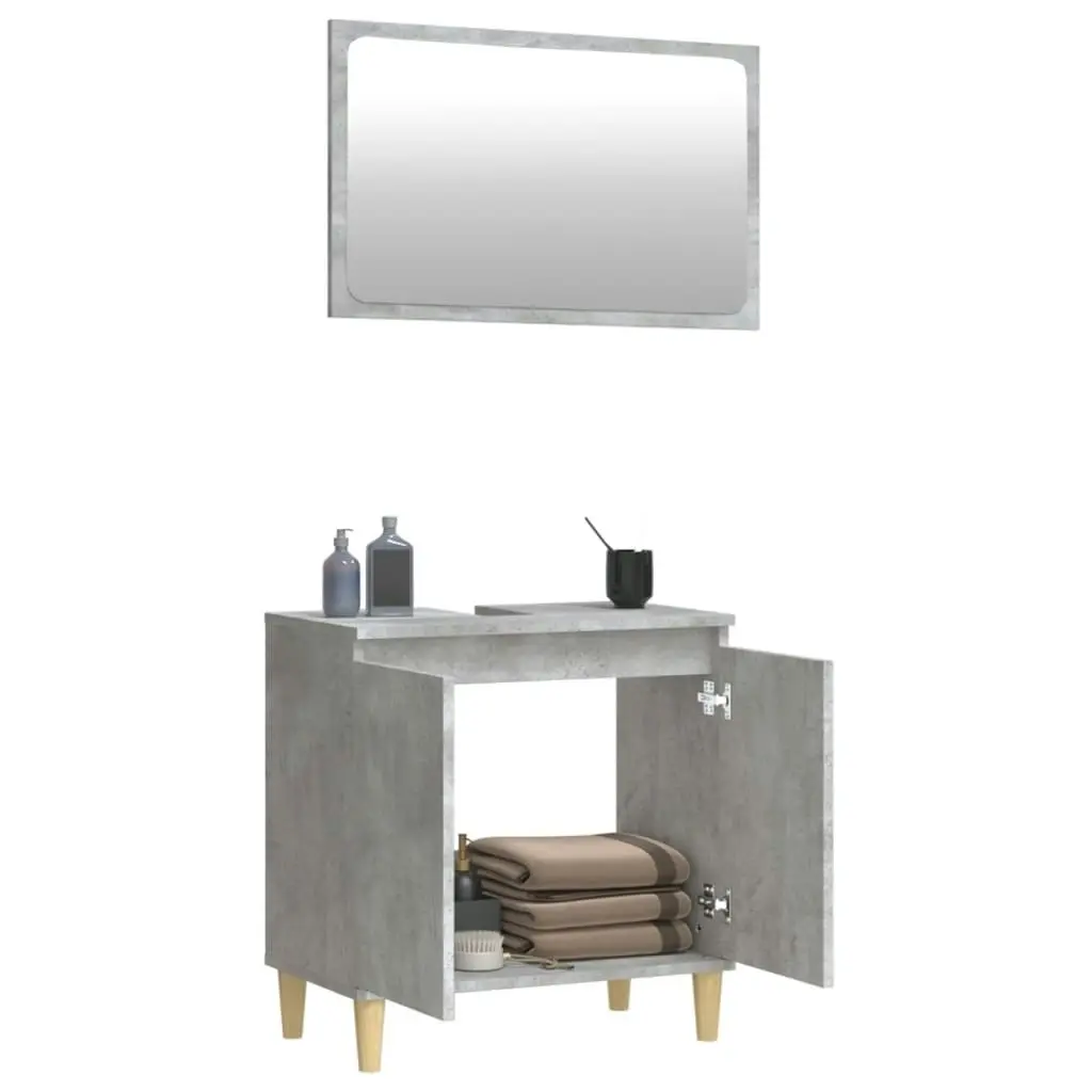 2 Piece Bathroom Furniture Set Concrete Grey Engineered Wood 3185693