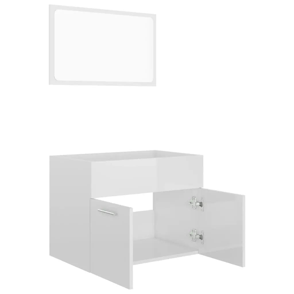 2 Piece Bathroom Furniture Set High Gloss White Engineered Wood 804788