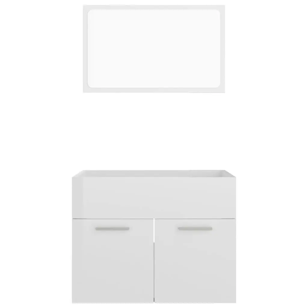 2 Piece Bathroom Furniture Set High Gloss White Engineered Wood 804788