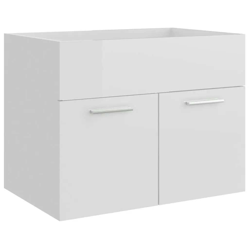 2 Piece Bathroom Furniture Set High Gloss White Engineered Wood 804788