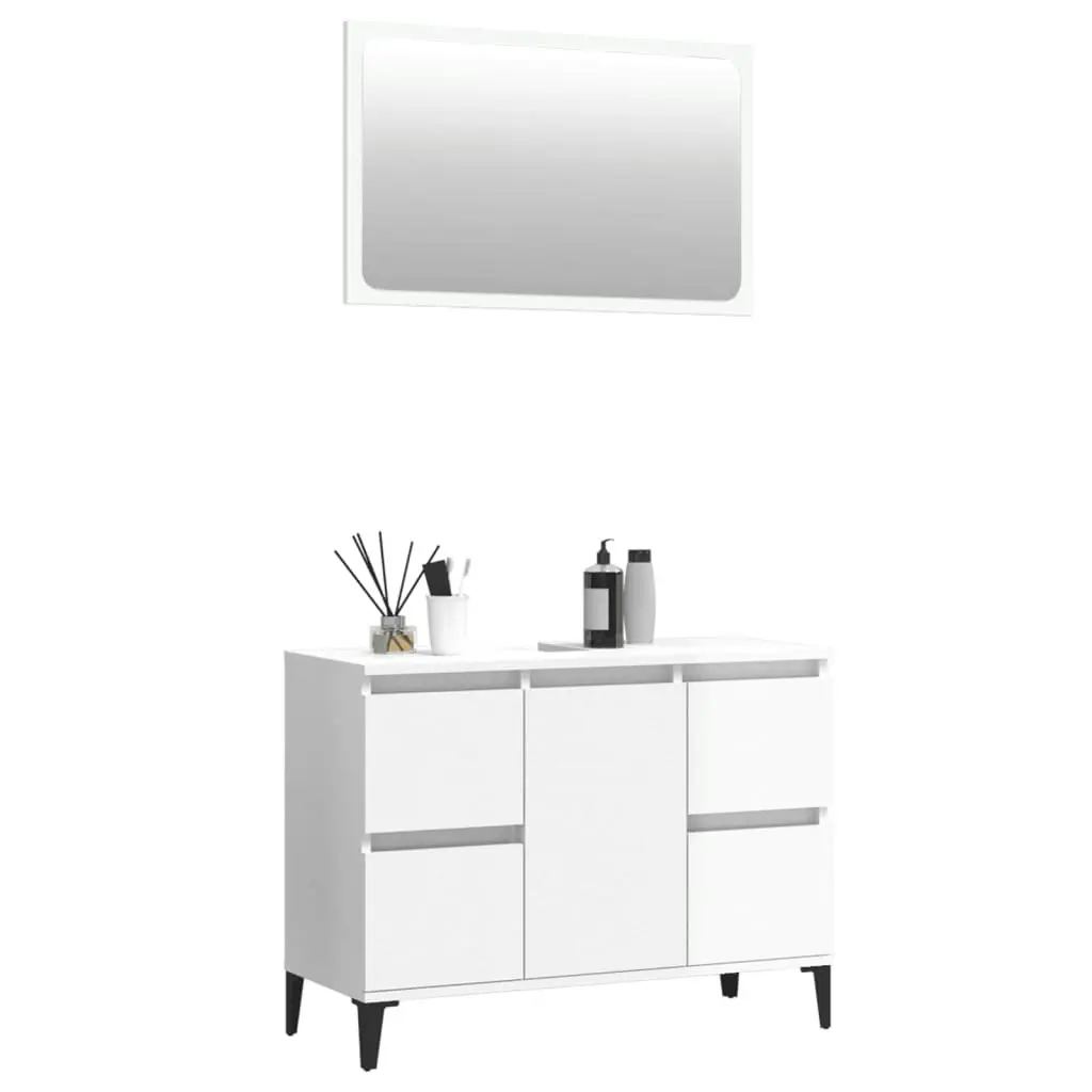 2 Piece Bathroom Furniture Set High Gloss White Engineered Wood 3185706