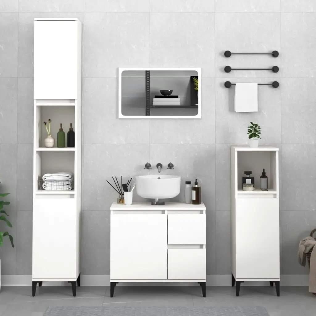 2 Piece Bathroom Furniture Set White Engineered Wood 3185566