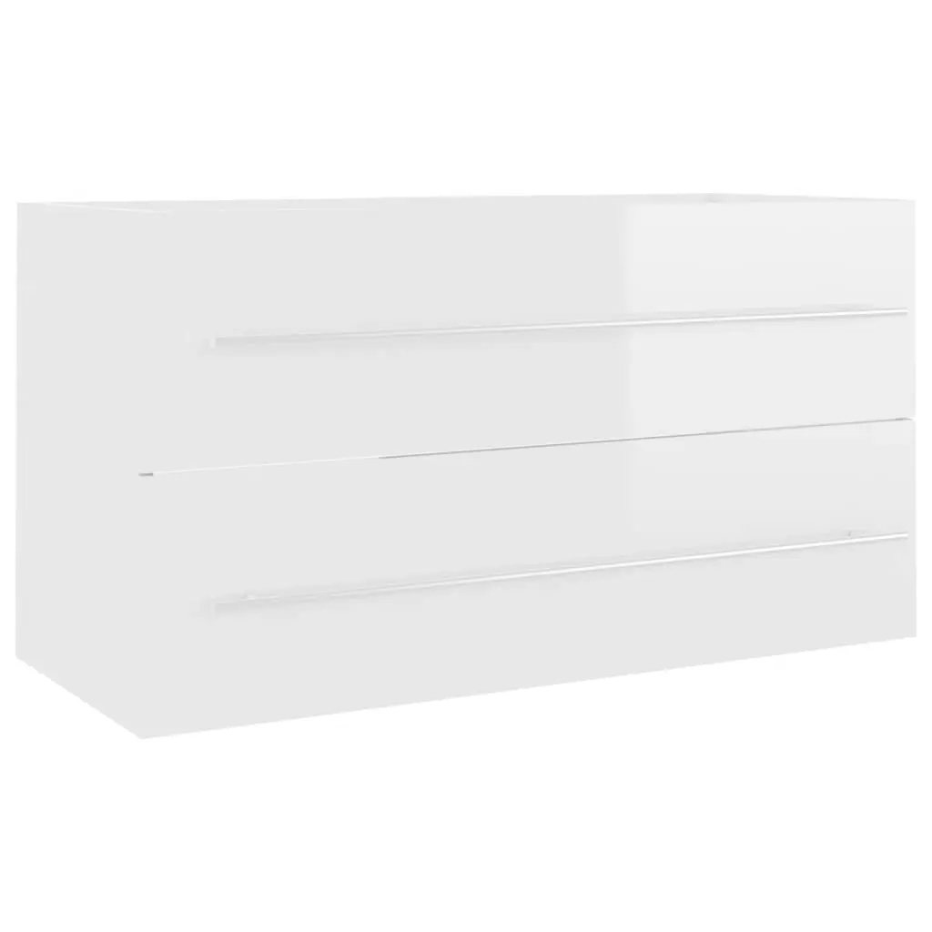 2 Piece Bathroom Furniture Set High Gloss White Engineered Wood 804851