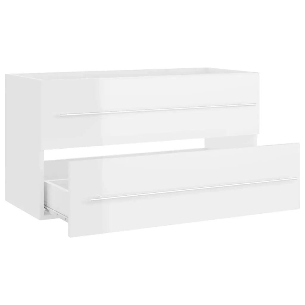 2 Piece Bathroom Furniture Set High Gloss White Engineered Wood 804851