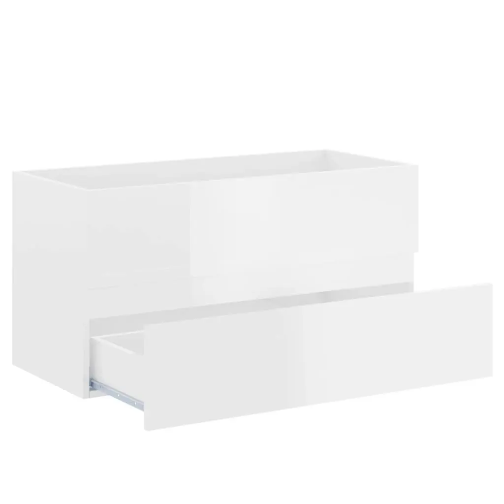 2 Piece Bathroom Furniture Set High Gloss White Engineered Wood 804896