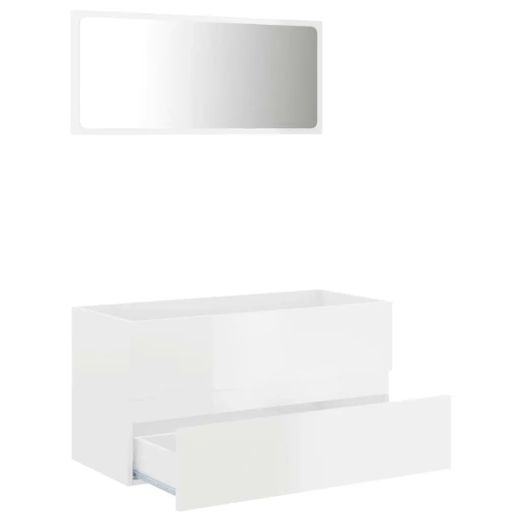 2 Piece Bathroom Furniture Set High Gloss White Engineered Wood 804896