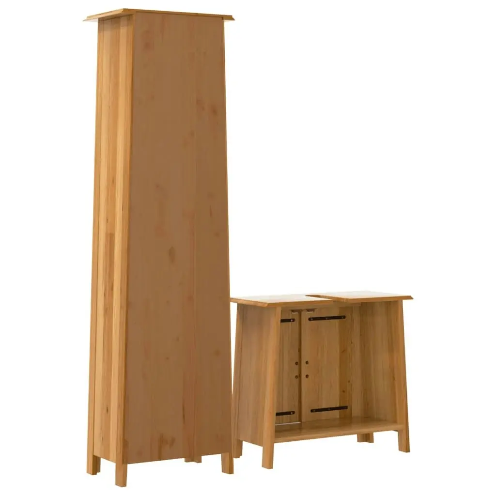 2 Piece Bathroom Furniture Set Solid Wood Pine 3223456