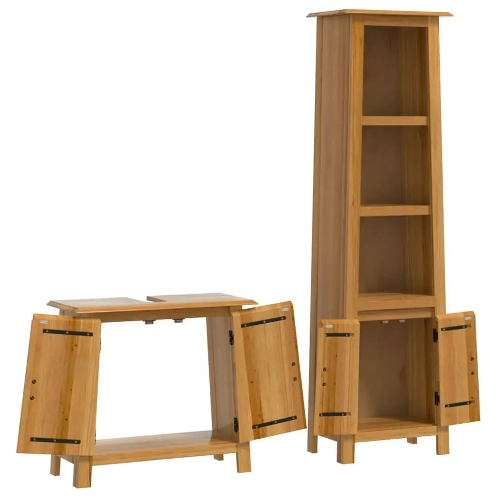 2 Piece Bathroom Furniture Set Solid Wood Pine 3223456