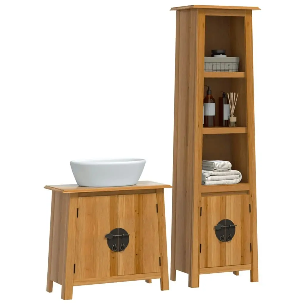 2 Piece Bathroom Furniture Set Solid Wood Pine 3223456