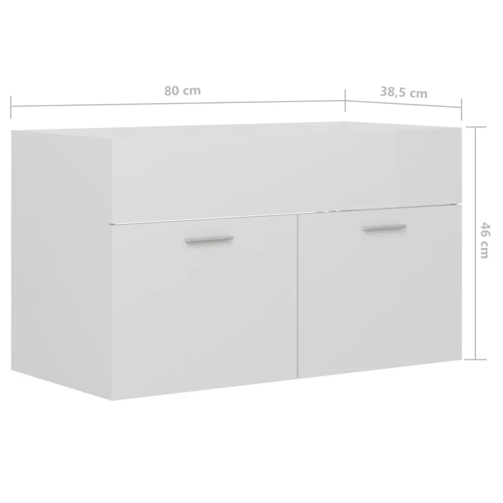 2 Piece Bathroom Furniture Set High Gloss White Engineered Wood 804797