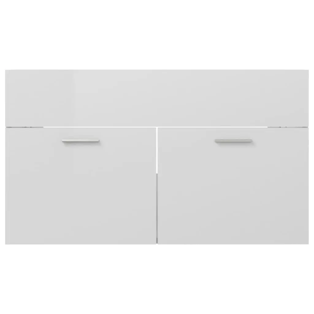 2 Piece Bathroom Furniture Set High Gloss White Engineered Wood 804797