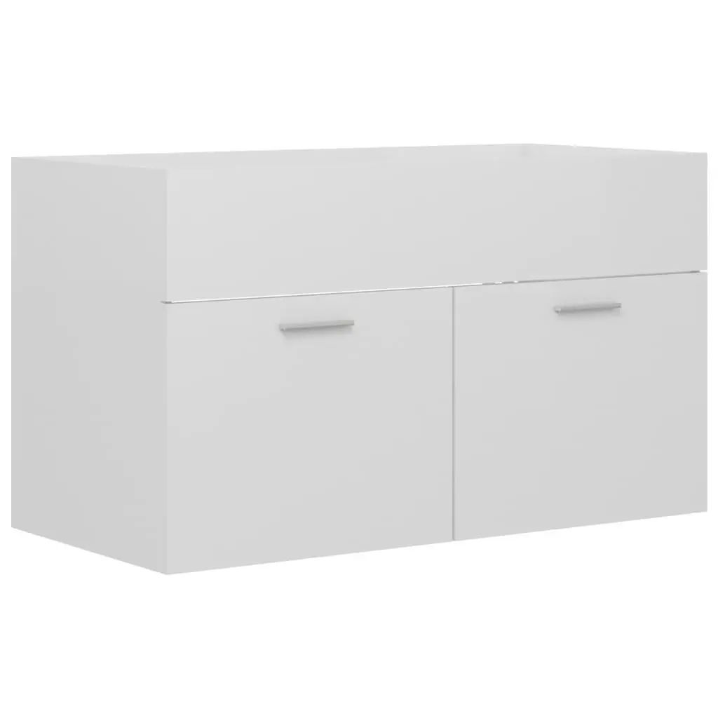 2 Piece Bathroom Furniture Set High Gloss White Engineered Wood 804797