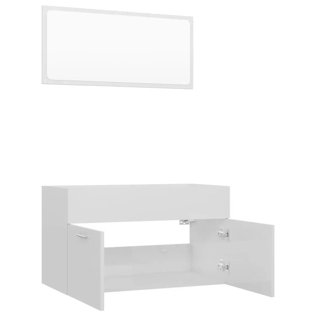 2 Piece Bathroom Furniture Set High Gloss White Engineered Wood 804797