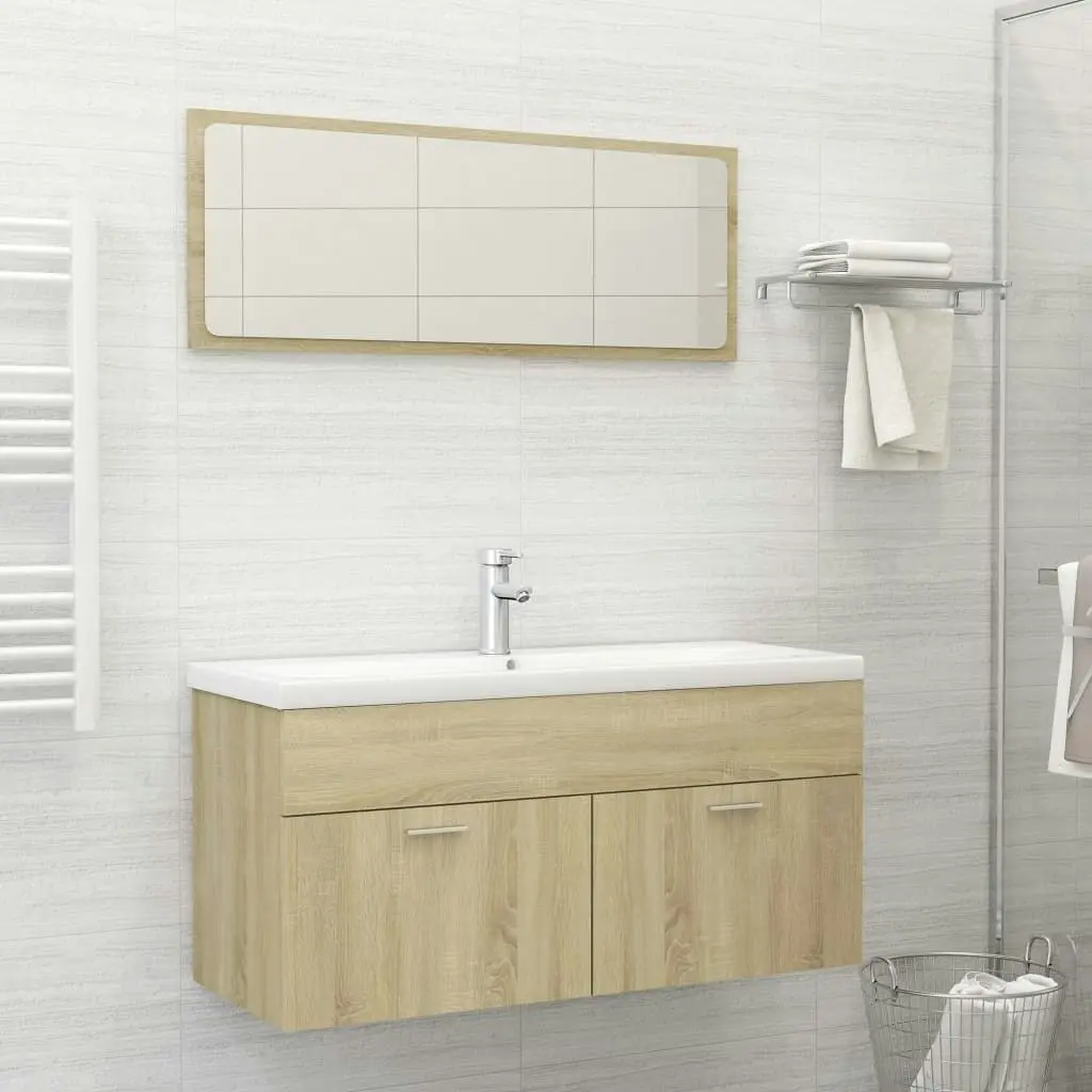 2 Piece Bathroom Furniture Set Sonoma Oak Engineered Wood 804812