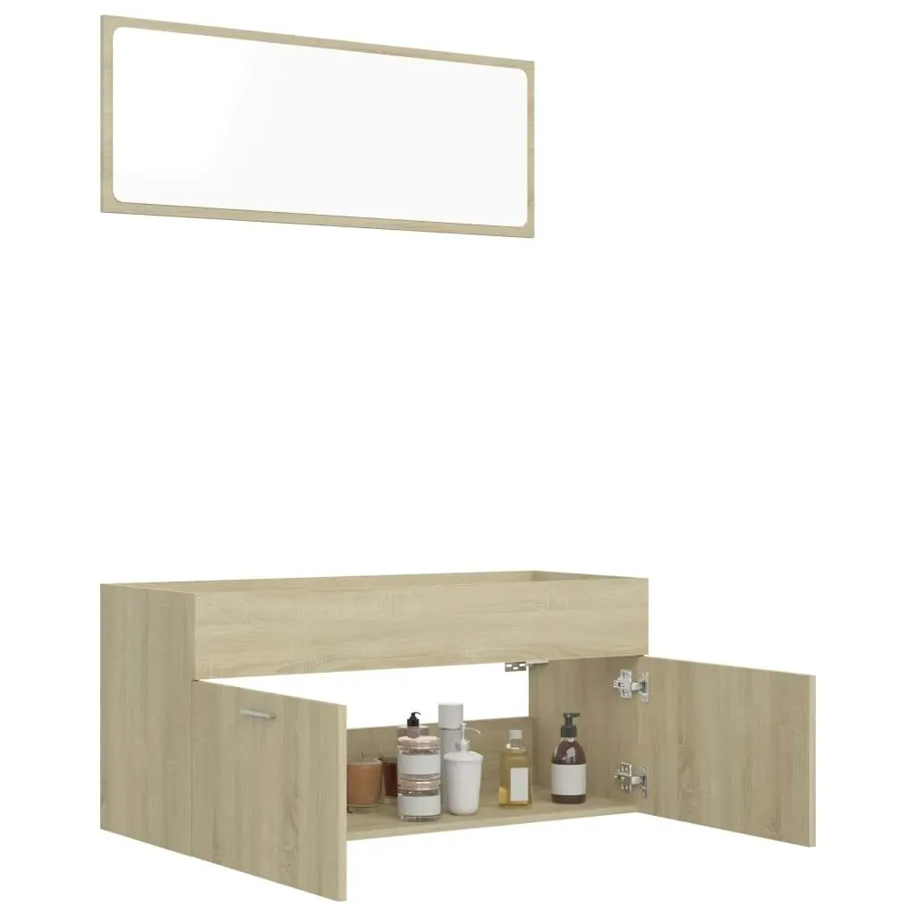 2 Piece Bathroom Furniture Set Sonoma Oak Engineered Wood 804812