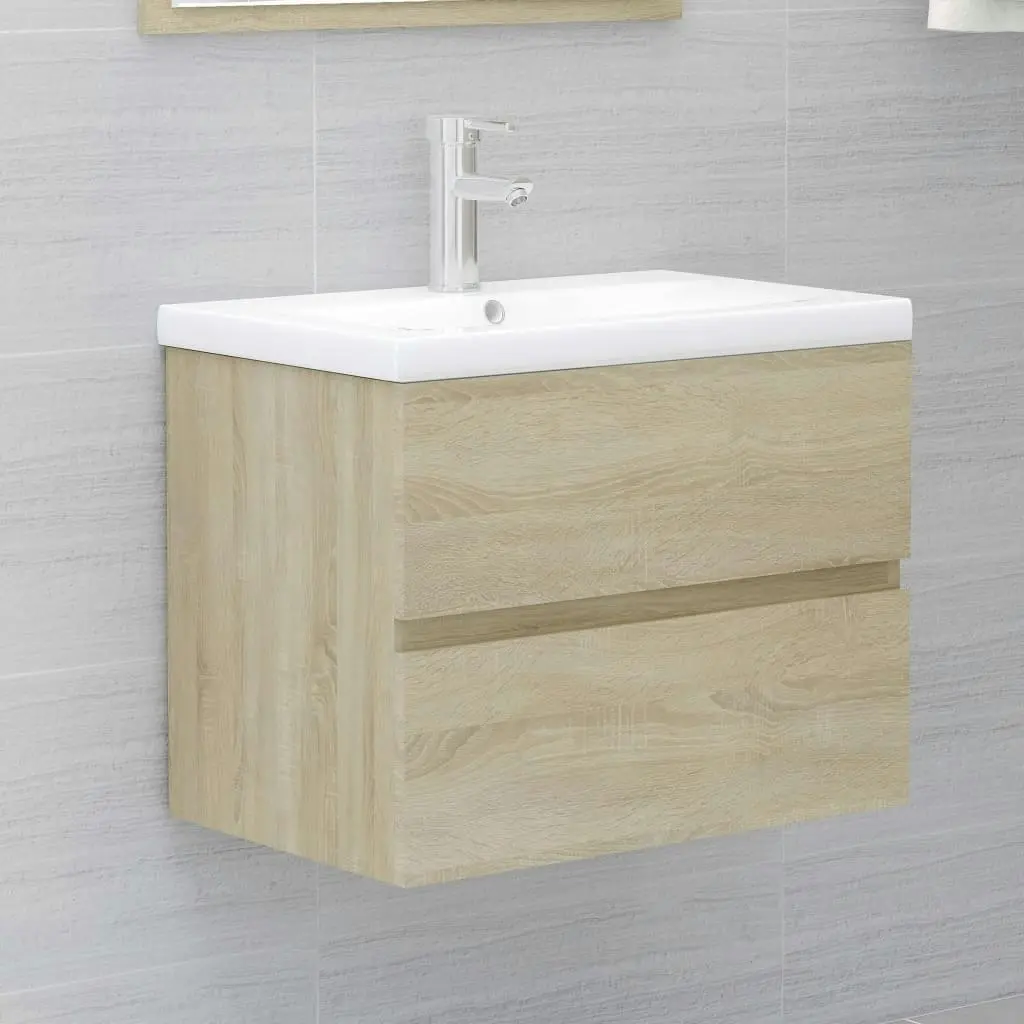 2 Piece Bathroom Furniture Set Sonoma Oak Engineered Wood 804875