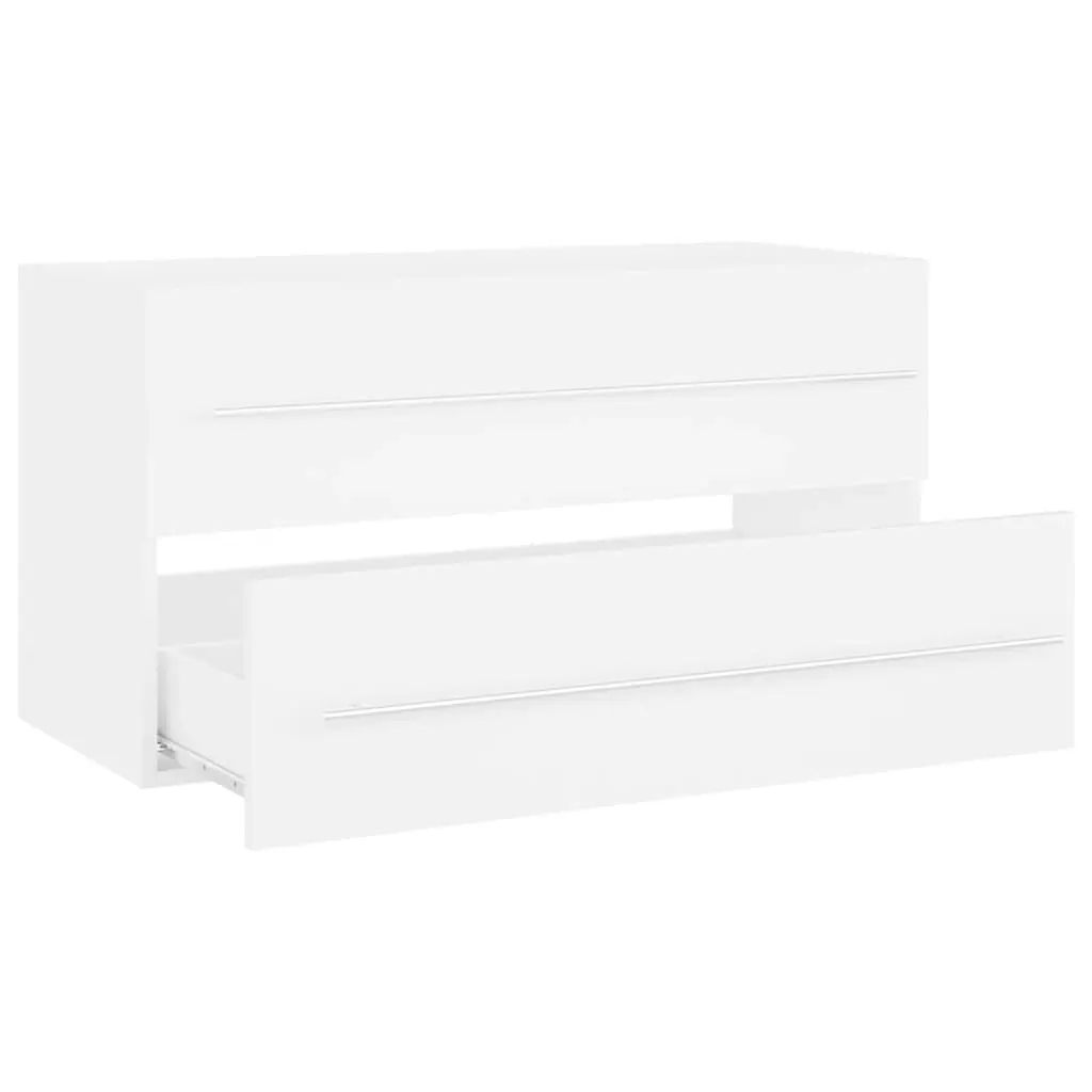 2 Piece Bathroom Furniture Set White Engineered Wood 804845