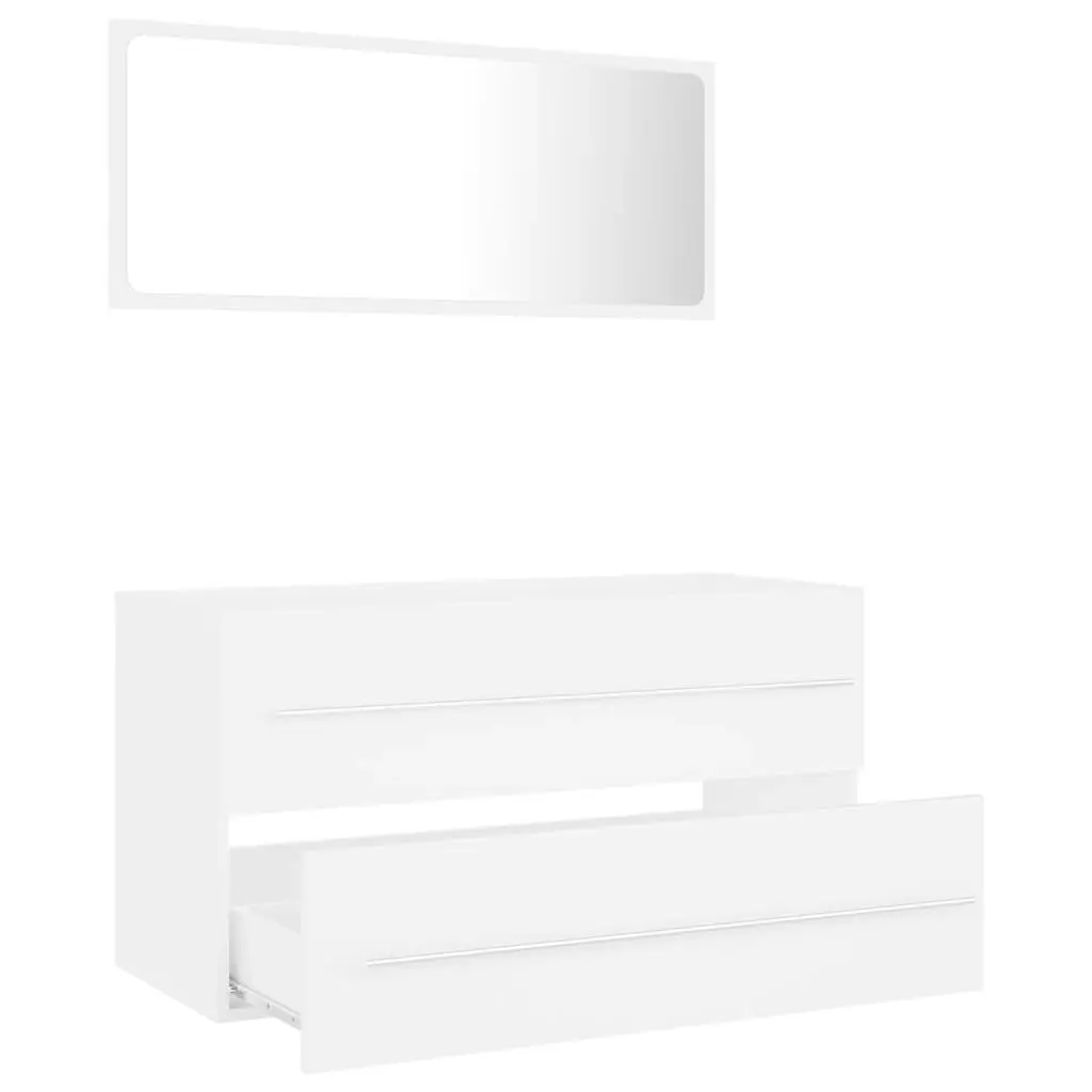 2 Piece Bathroom Furniture Set White Engineered Wood 804845