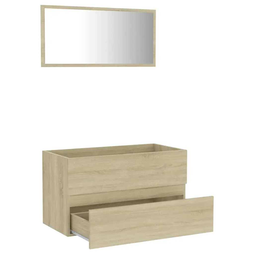 2 Piece Bathroom Furniture Set Sonoma Oak Engineered Wood 804884