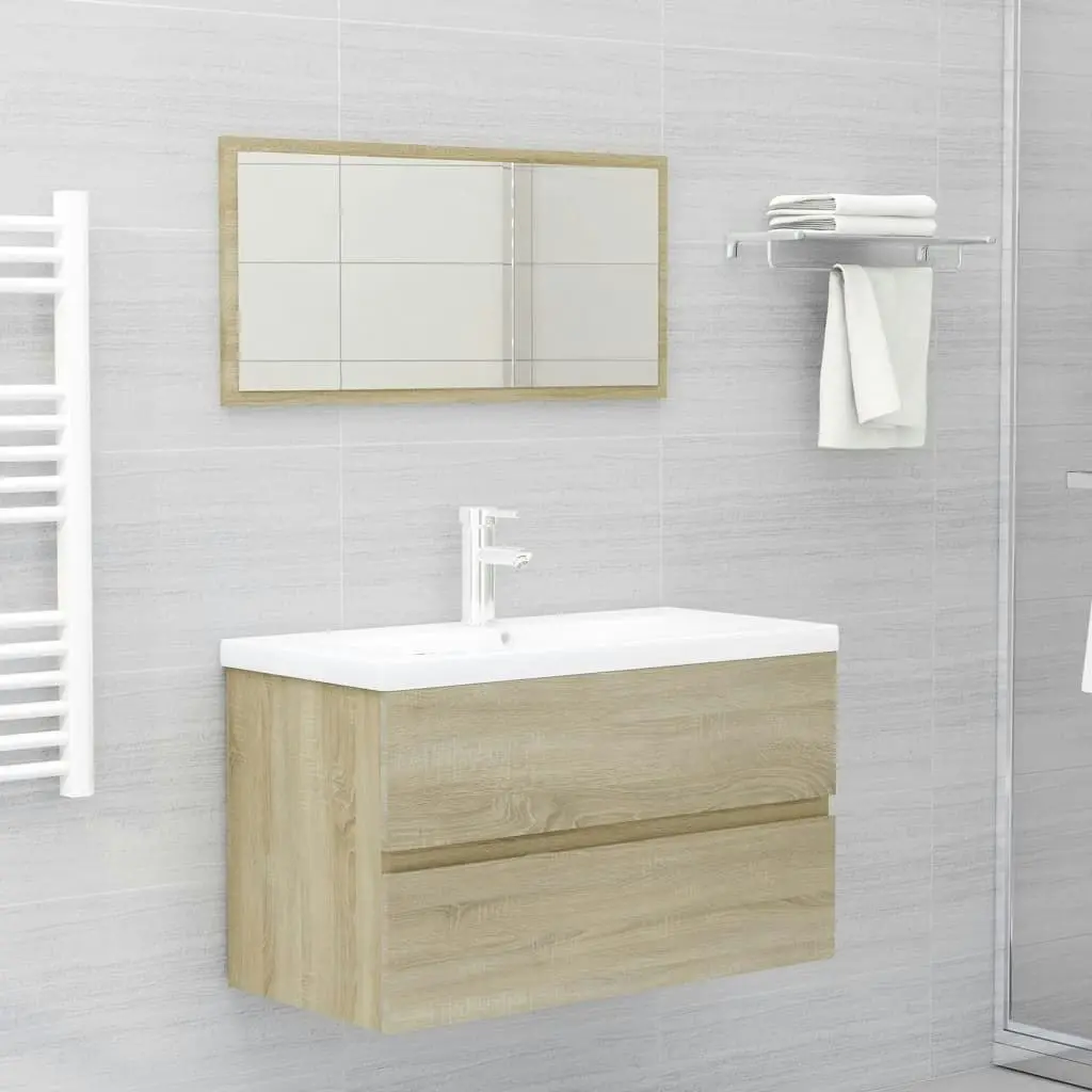 2 Piece Bathroom Furniture Set Sonoma Oak Engineered Wood 804884