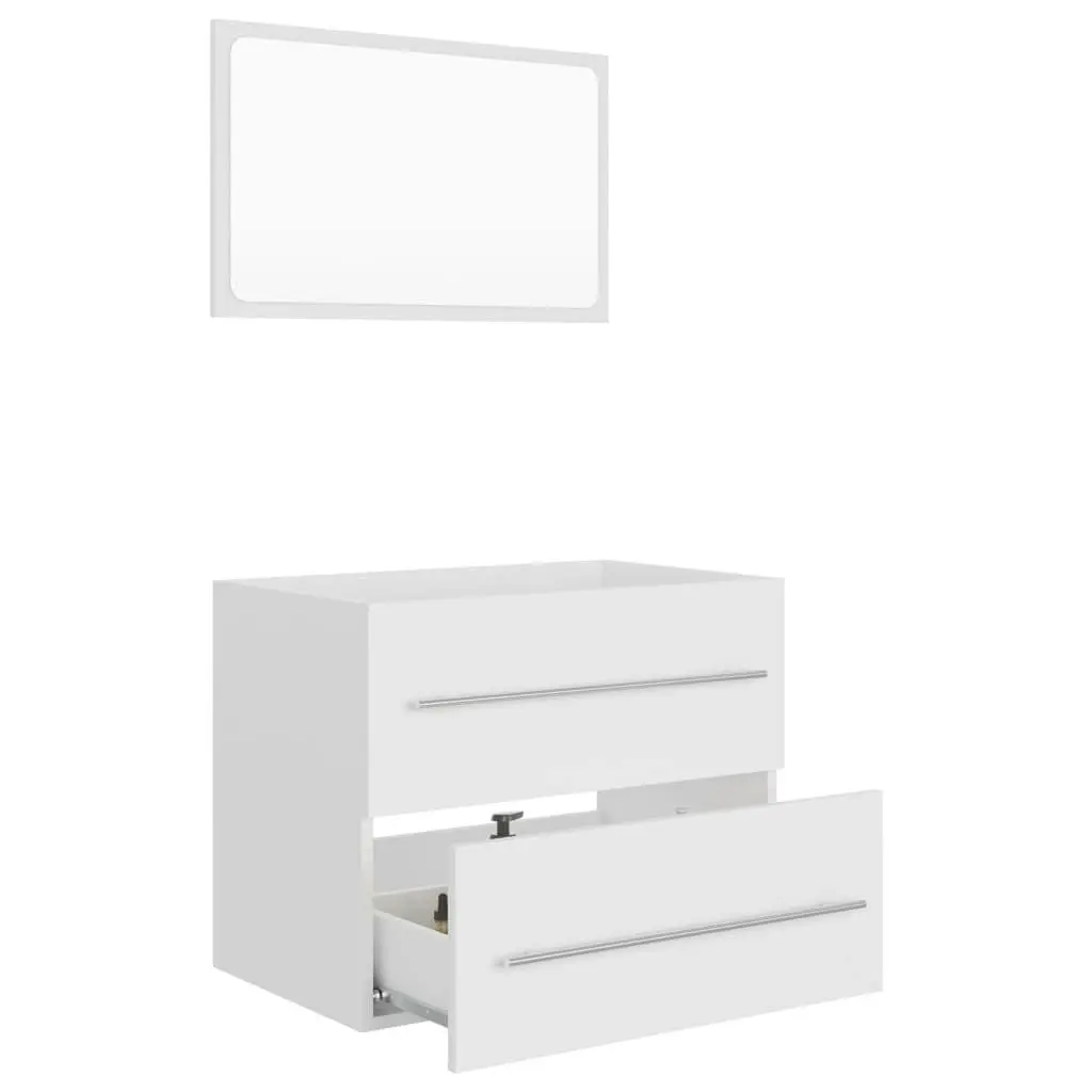 2 Piece Bathroom Furniture Set White Engineered Wood 804827