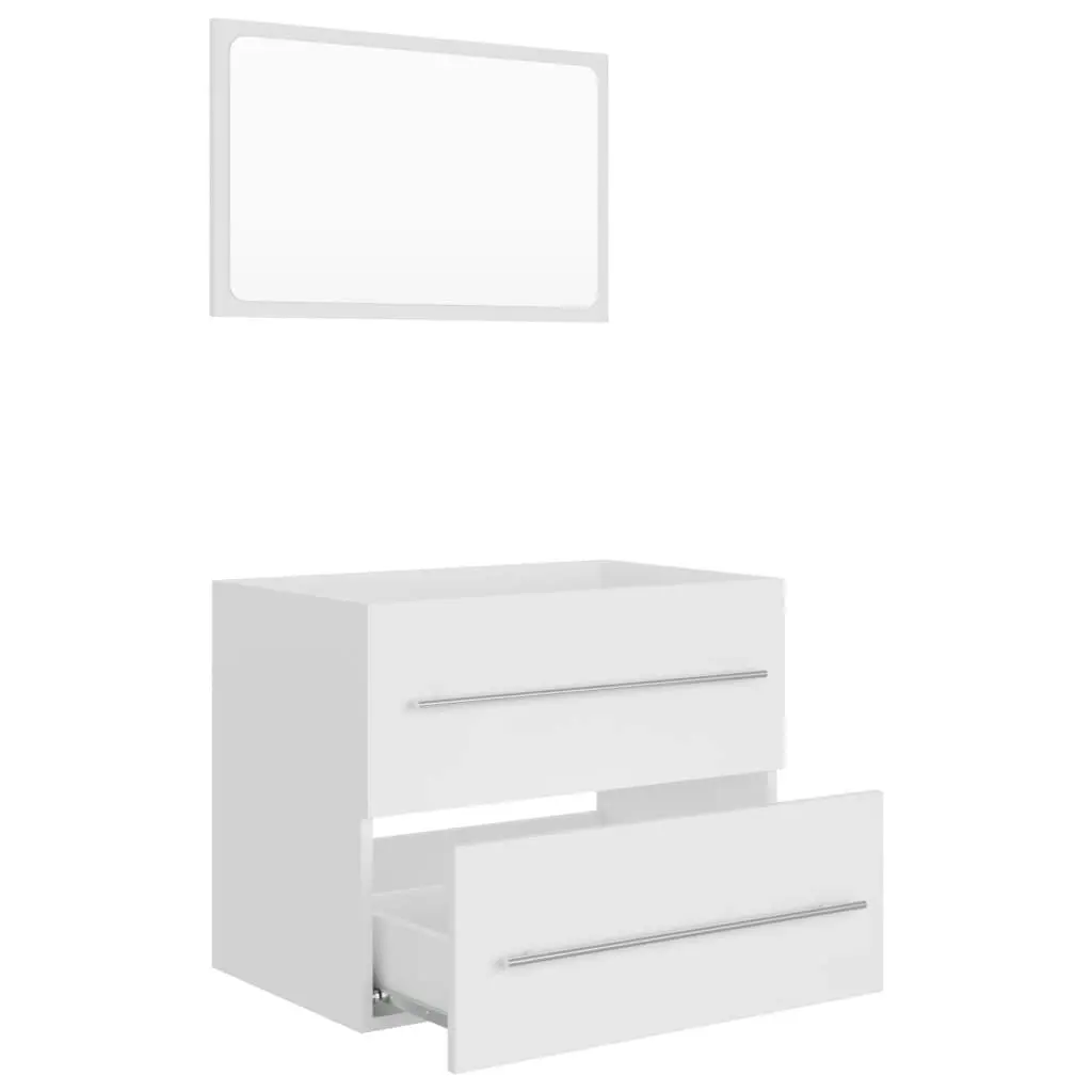 2 Piece Bathroom Furniture Set White Engineered Wood 804827