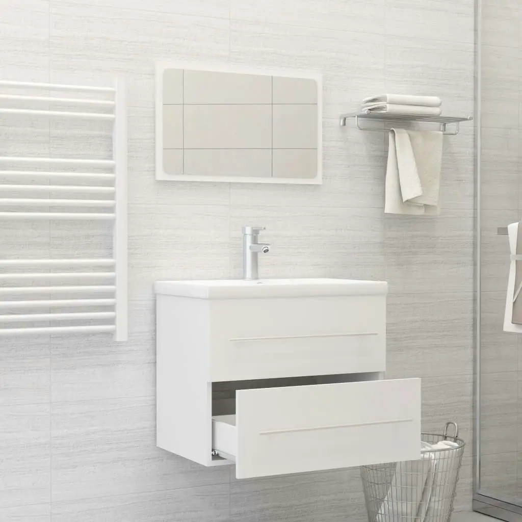 2 Piece Bathroom Furniture Set White Engineered Wood 804827