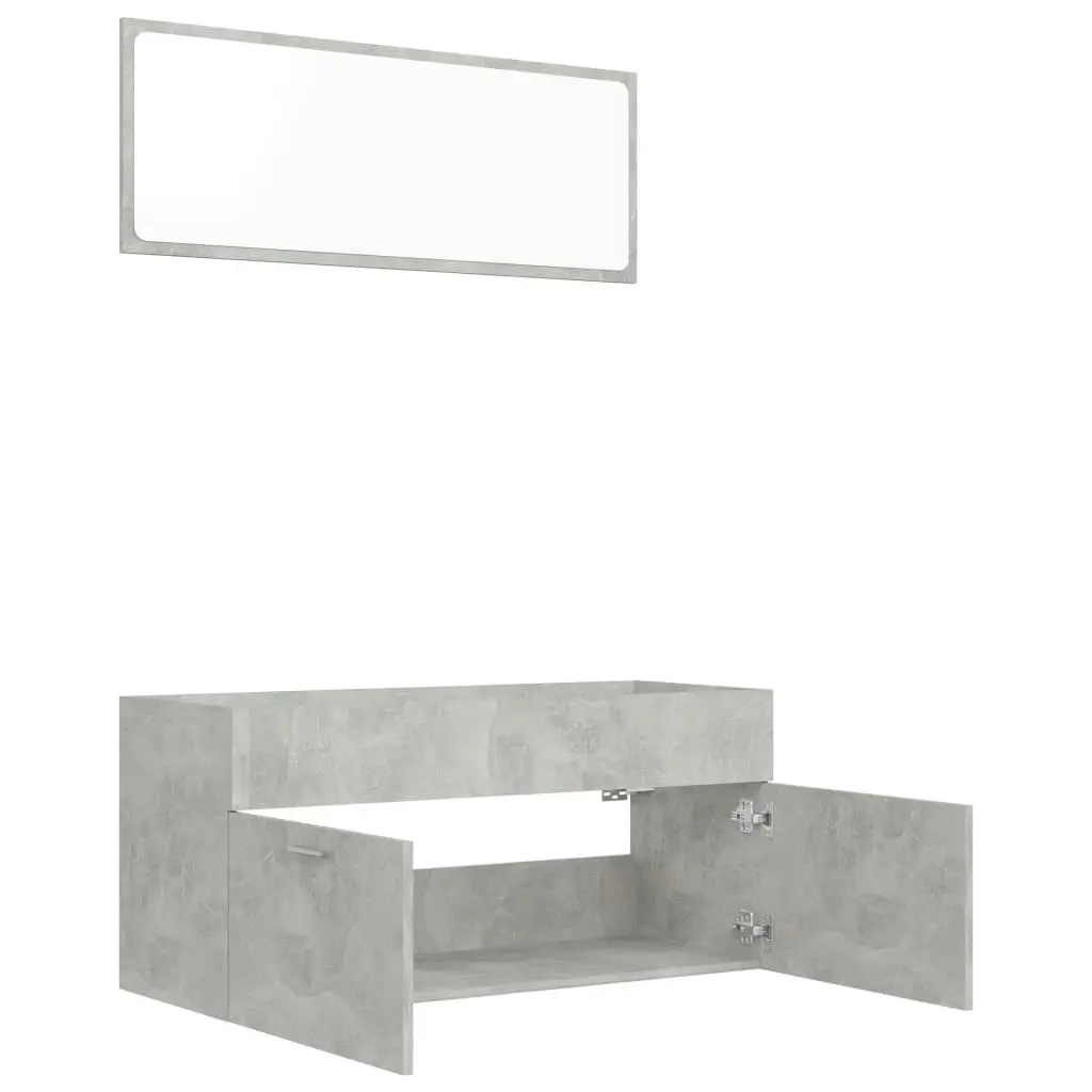 2 Piece Bathroom Furniture Set Concrete Grey Engineered Wood 804813