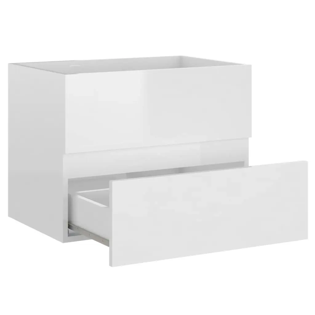 2 Piece Bathroom Furniture Set High Gloss White Engineered Wood 804878