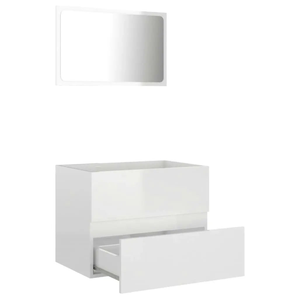 2 Piece Bathroom Furniture Set High Gloss White Engineered Wood 804878