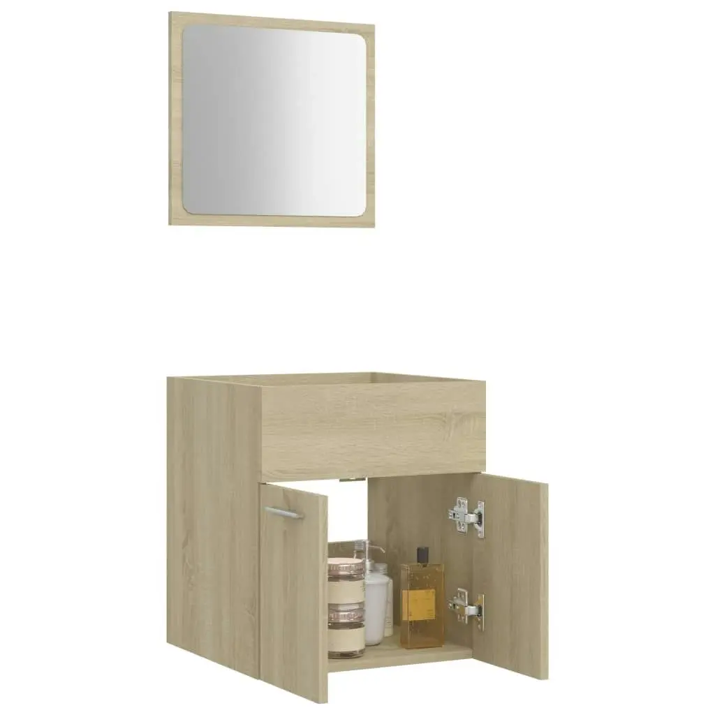 2 Piece Bathroom Furniture Set Sonoma Oak Engineered Wood 804776