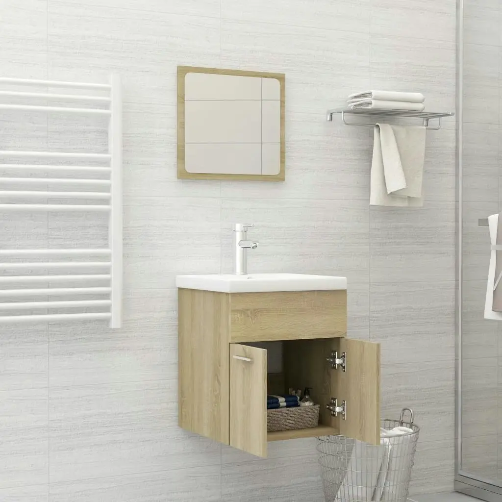 2 Piece Bathroom Furniture Set Sonoma Oak Engineered Wood 804776