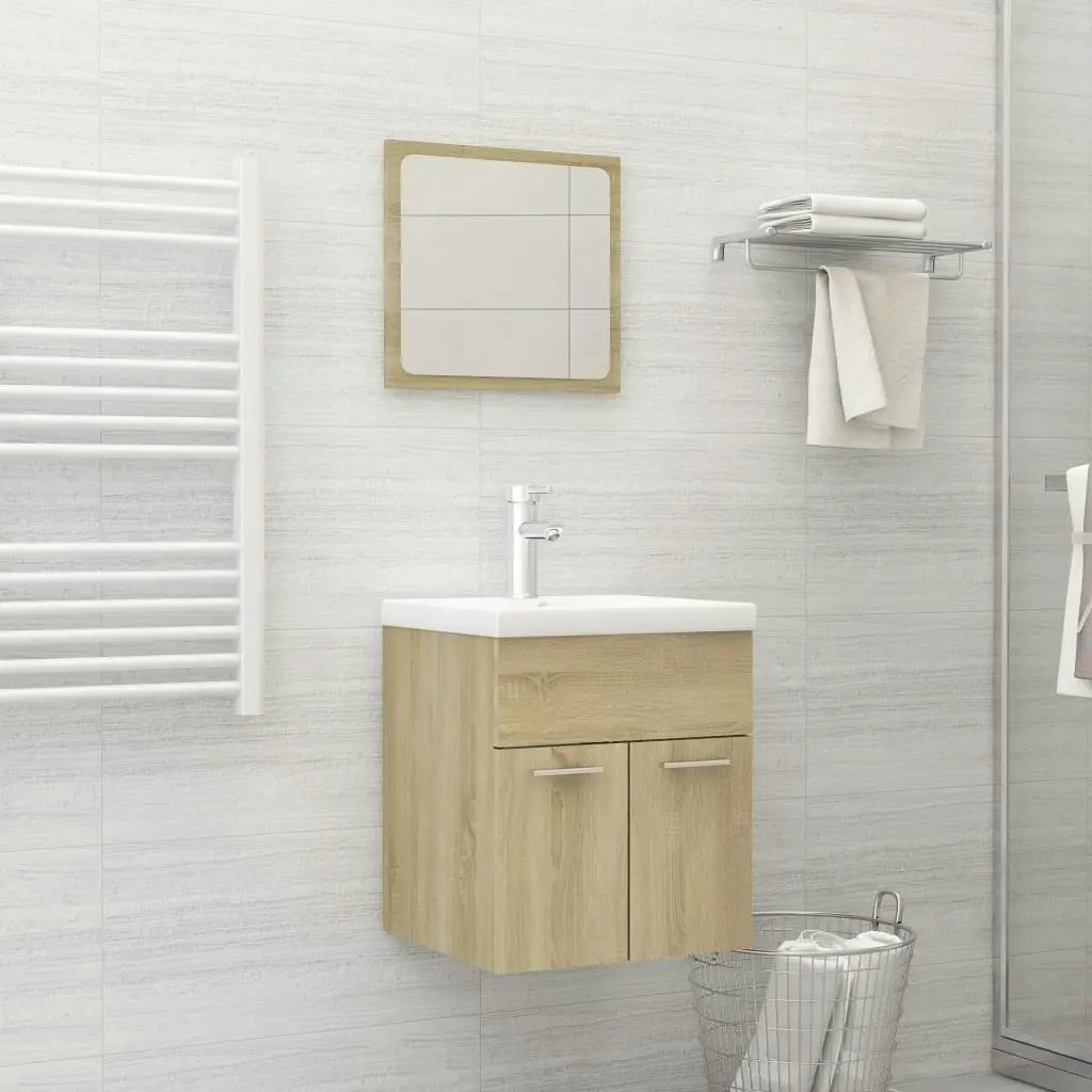 2 Piece Bathroom Furniture Set Sonoma Oak Engineered Wood 804776