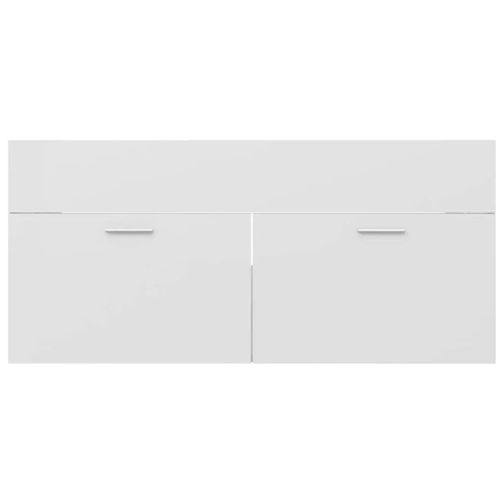 2 Piece Bathroom Furniture Set High Gloss White Engineered Wood 804815