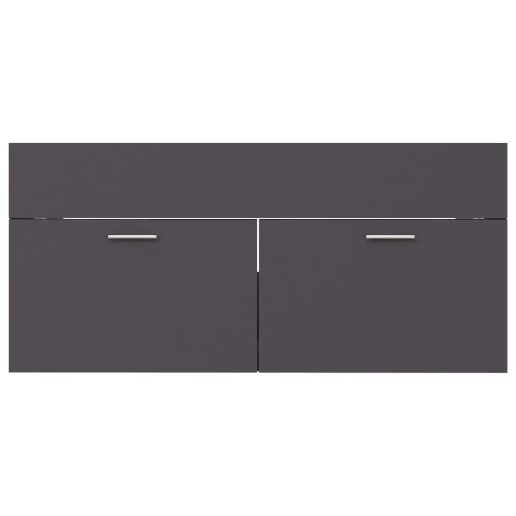 2 Piece Bathroom Furniture Set Grey Engineered Wood 804811